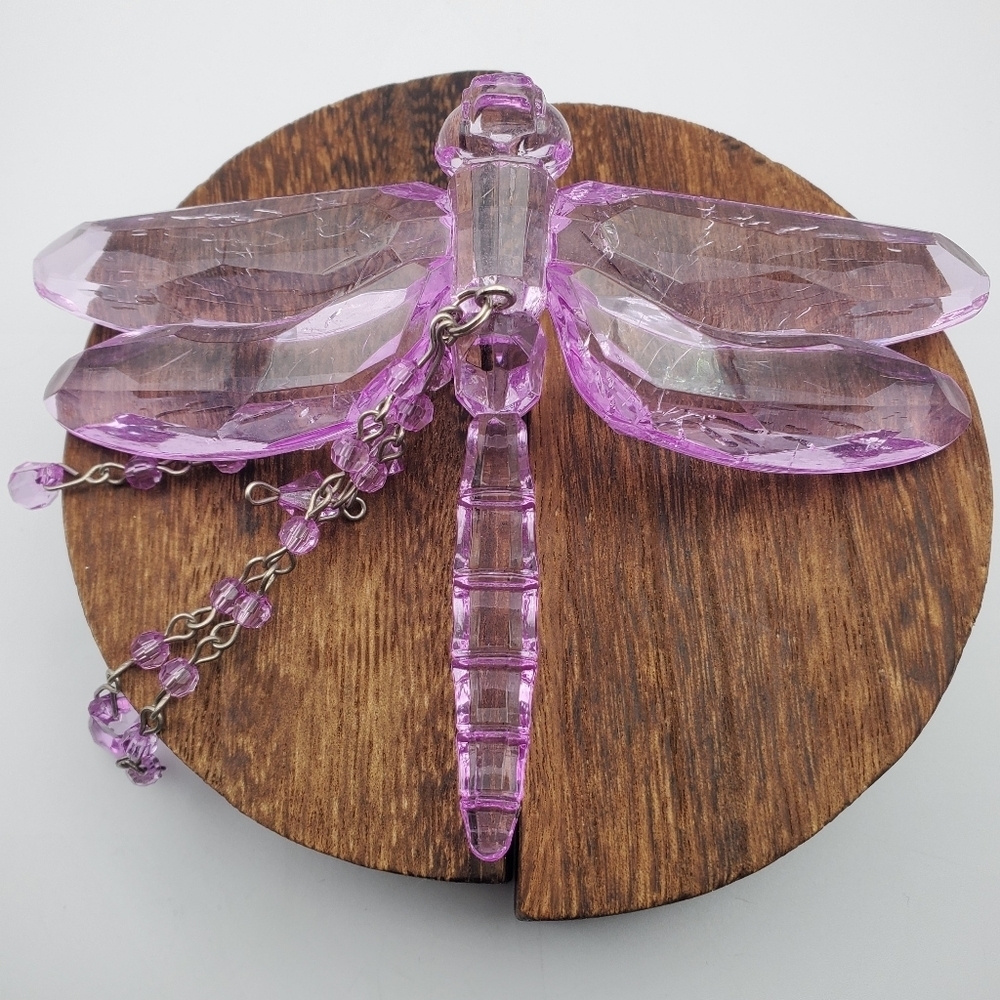 Clarge dragonfly necklace pendant‎ lilac purple